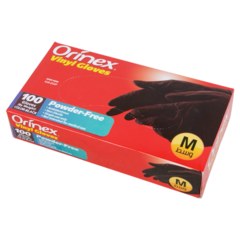 Orinex Vinyl Gloves Powder-Free M Black Color 100pcs