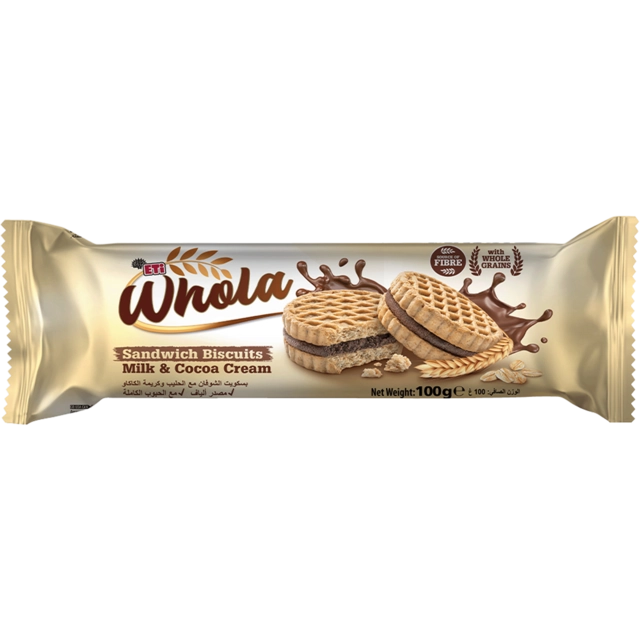 Whola Digestive Sandwich Biscuits Milk & Cocoa Cream 100 G