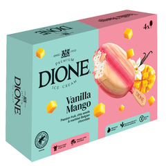 Dione Gluten Free Vanilla, Mango, Passion Fruit & Chia Seeds Ice Cream 4*90ml