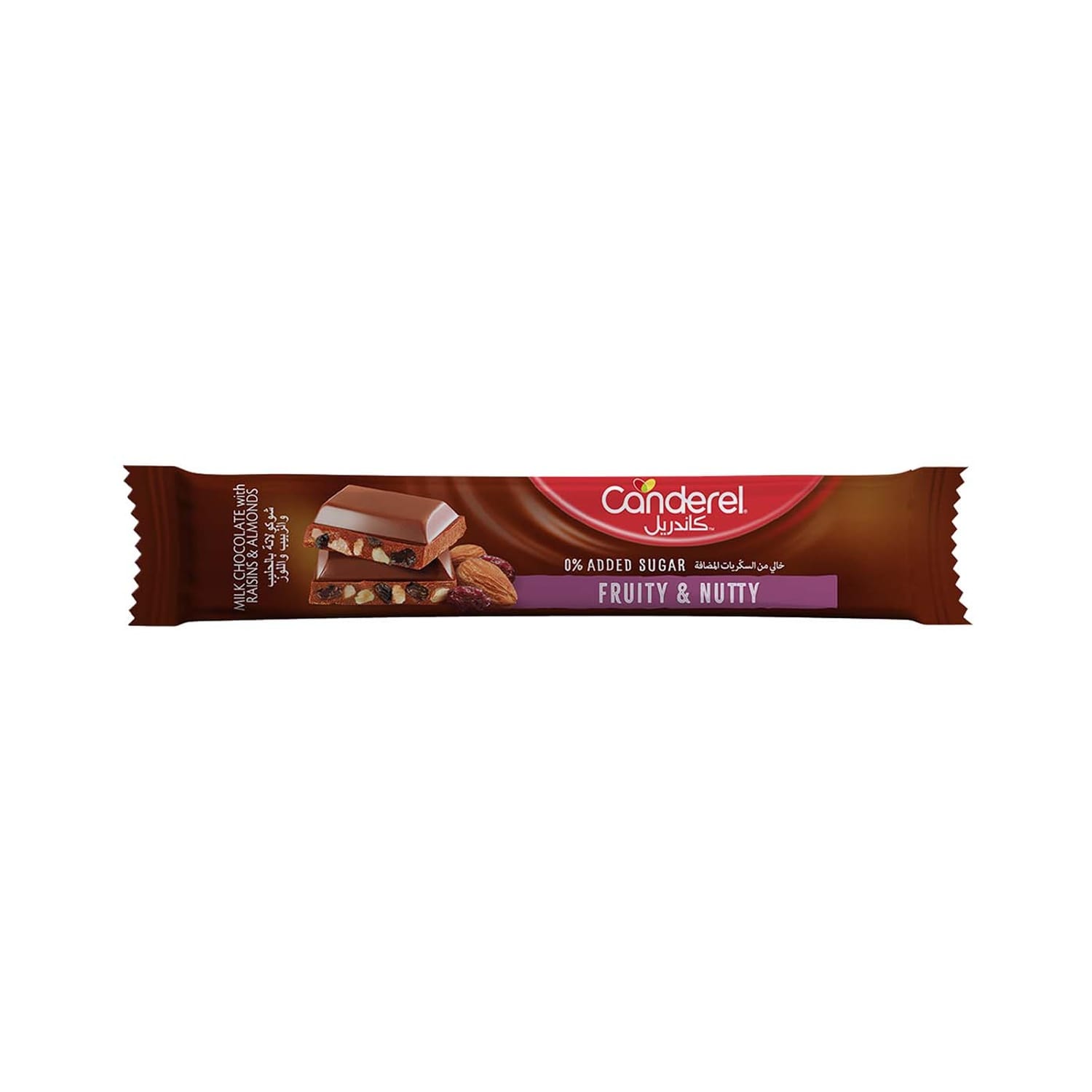 Canderel Fruity & Nutty Milk Chocolate with Raisins & Almonds No Added Sugar 27g