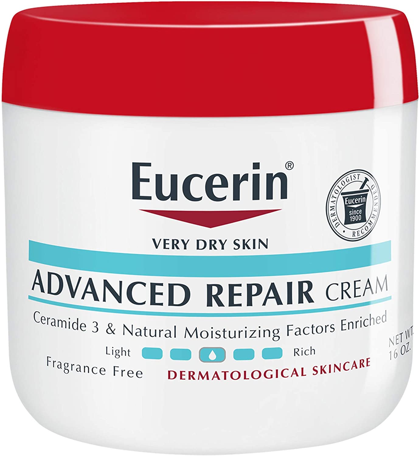 Eucerin Advanced Repair Body Cream, Fragrance Free Body Cream For Dry Skin, 16 OZ Jar