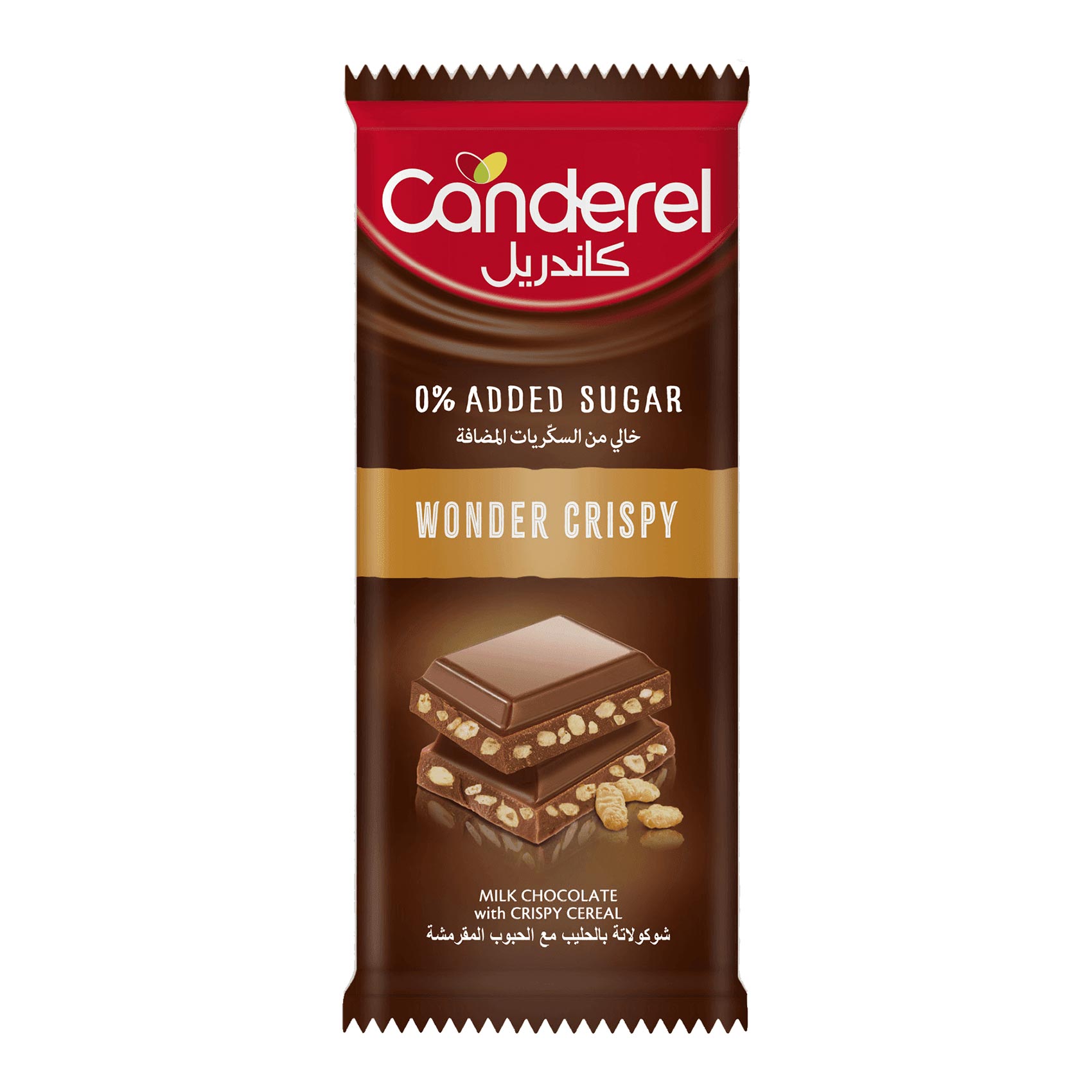 Canderel Wonder Crispy 0% Added Sugar Milk Chocolate With Crispy Cereal, 100g