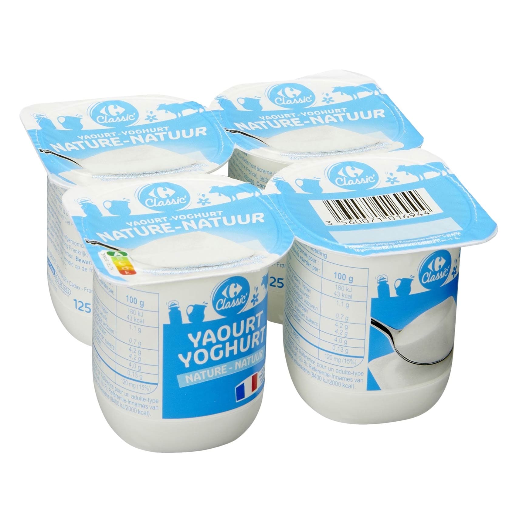Carrefour Natural Yogurt 125g x4 Pieces