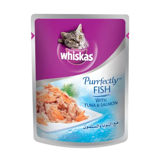 Whiskas Purrfectly Fish, with Tuna & Salmon, Wet Cat Food, 85g Pouch
