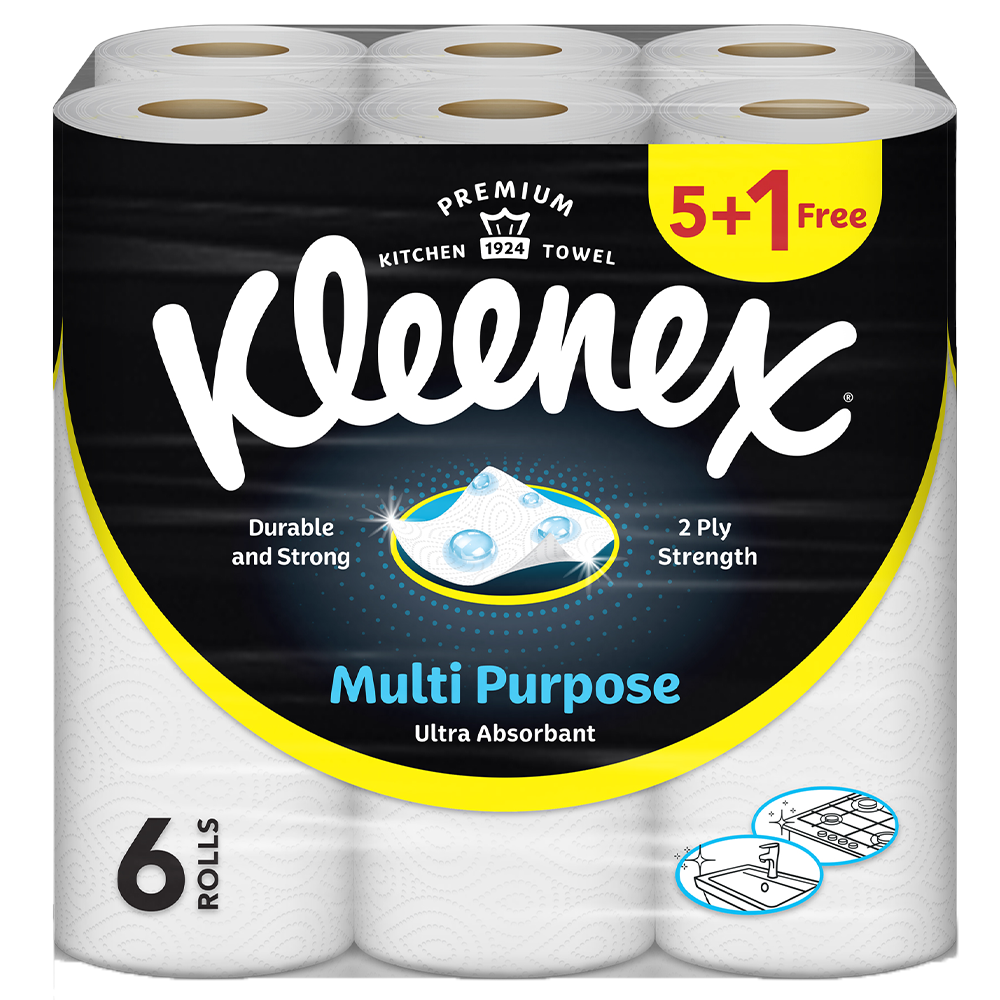 Kleenex Multi Purpose Kitchen Towel Absorbent for all Surfaces 5+1Rolls