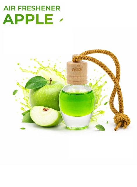 Elix Apple Car Air Freshener Bottle with Wooden Cap Long Lasting Spill Proof Fresh Scent