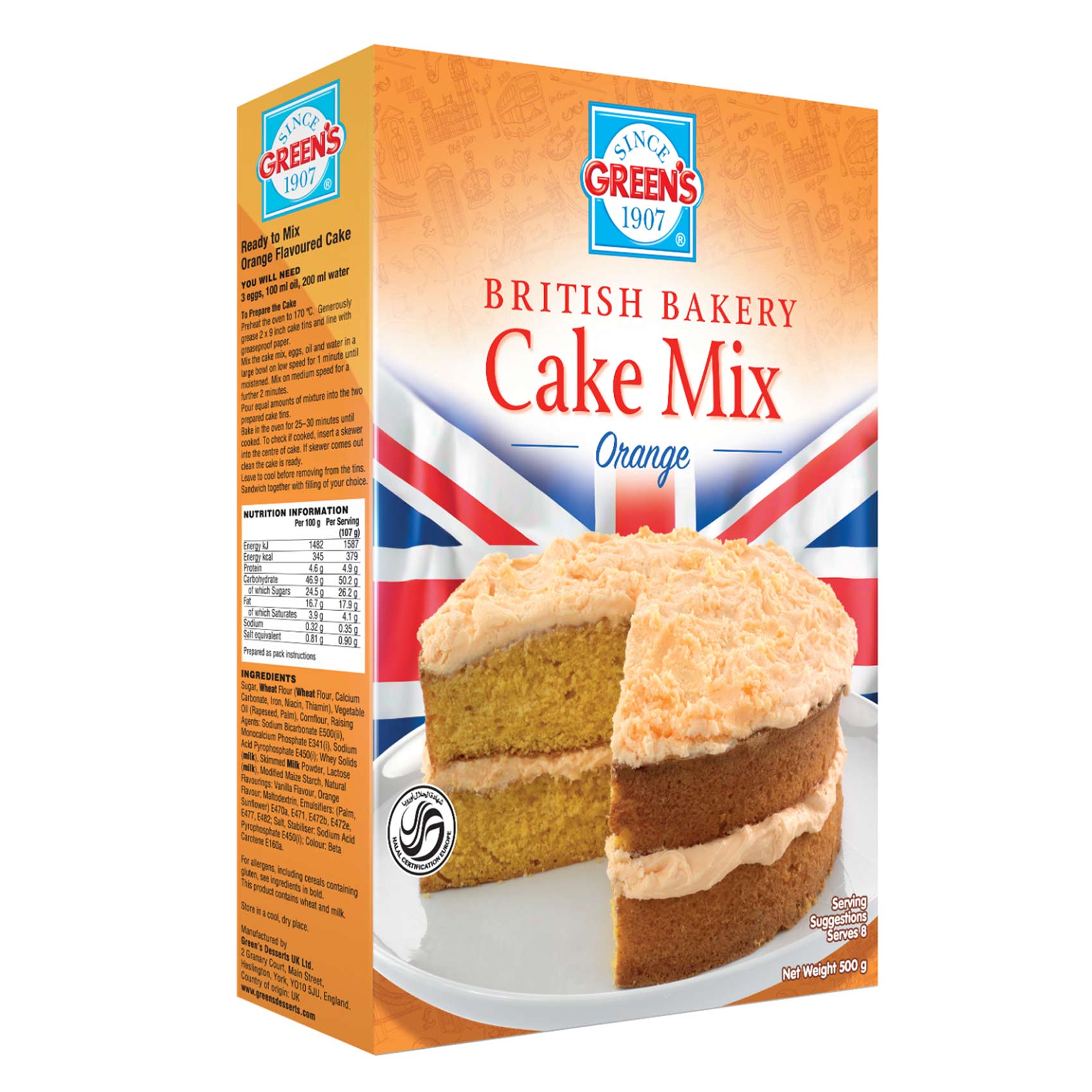 Green's British Bakery Orange Cake Mix 500g