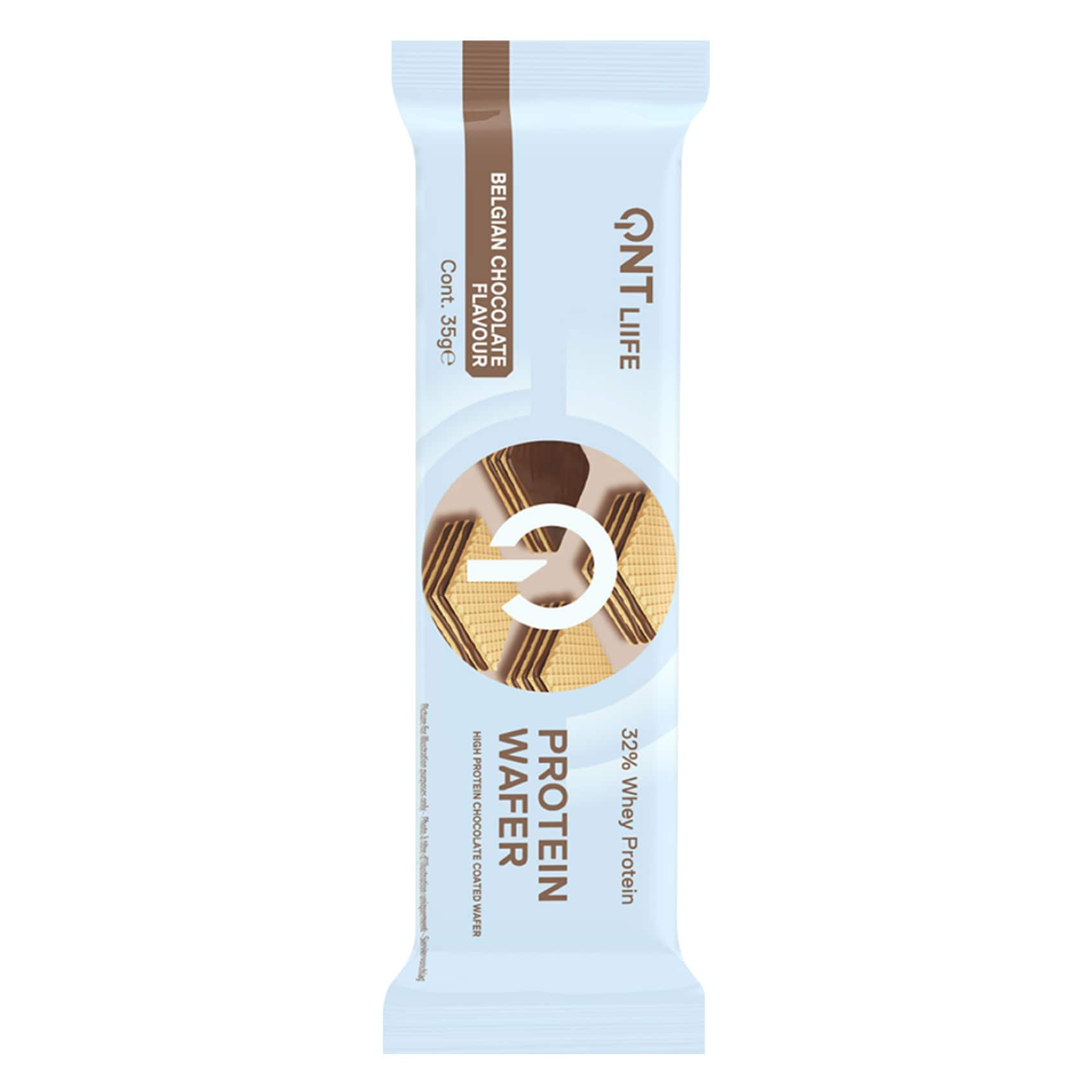 Qnt Liife - Protein Wafer, 32% Whey Protein, Belgian Chocolate Flavored Wafer 35g