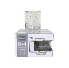 B&D Glass Cups with Gold Dots 380 ml Set of 4