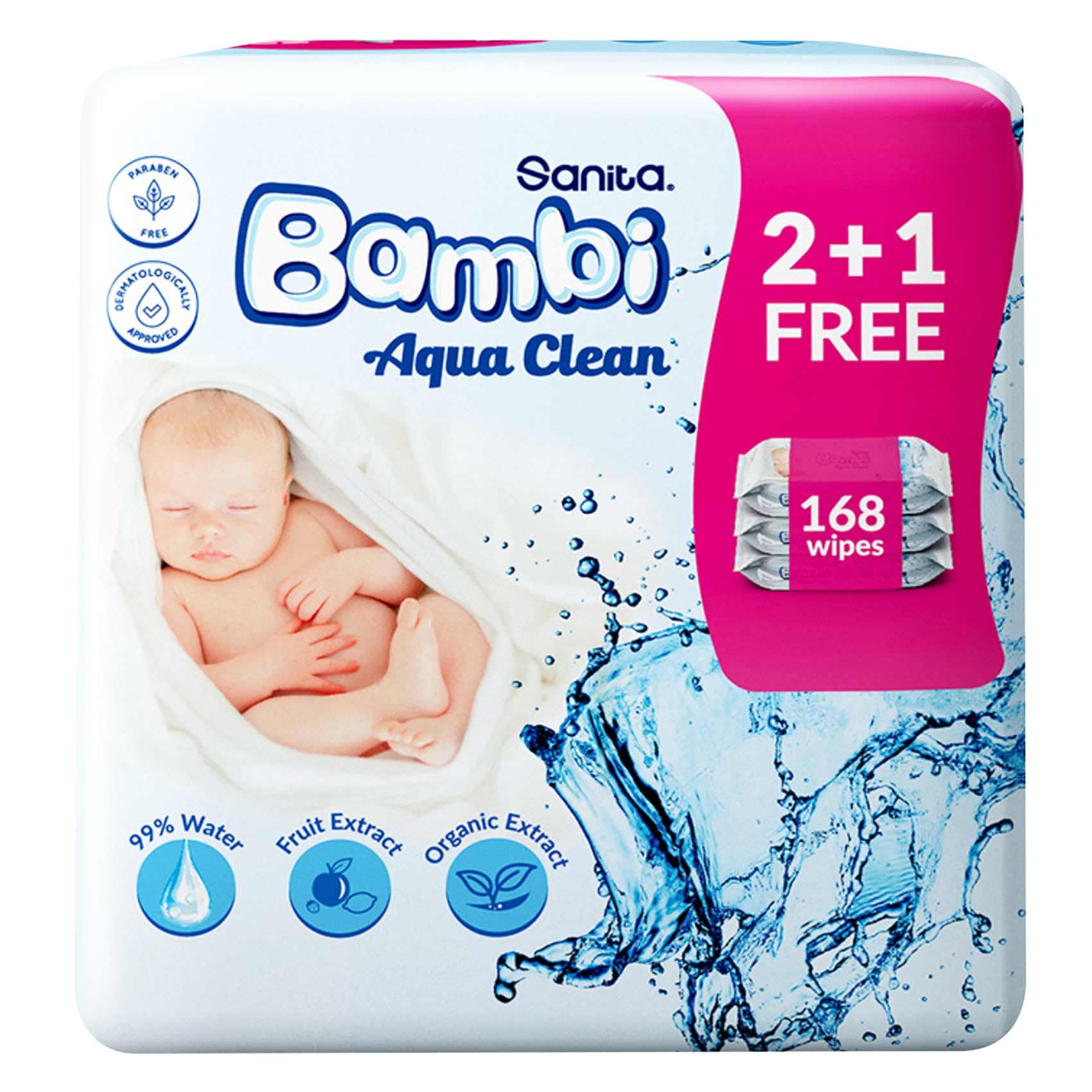 Sanita Bambi Baby Protective Cream 56 Wipes x2 +1 Free