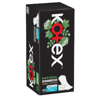 Kotex Natural Panty Liners Thin 100% Cotton 40Panty Liners