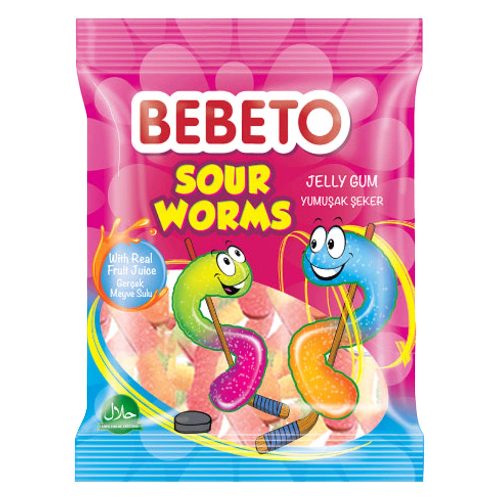 Bebeto Sour Worms Gummy Candy 80g