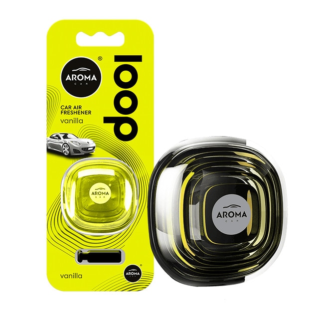Aroma Car Loop Gel Air Freshener Vanilla – Long Lasting Natural Fragrance – Spill Proof No Power Needed – Non-Toxic and Compact Design – 1pc