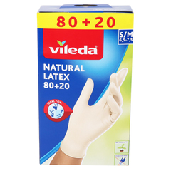 Vileda Natural Latex Gloves S/M 80+20pcs