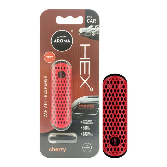 HEX° Cherry Car Air Freshener for AC Vent Strong Long-Lasting Scent Clip-On Polymer Scent Bar Easy to Install