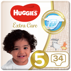 Huggies Extra Care Baby Diapers Size 5 (12-22 KG) 34Diapers