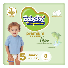 BabyJoy Olive Oil Moisturizer for Healthy Skin Diapers Size 5 Junior (14-23 KG) 8Diapers