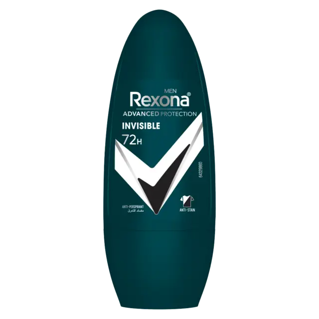 Rexona Men Antiperspirant Deodorant Roll On 72 Hour Sweat & Odor Protection* Antibacterial + Invisible with Motionsense Technology 50ml