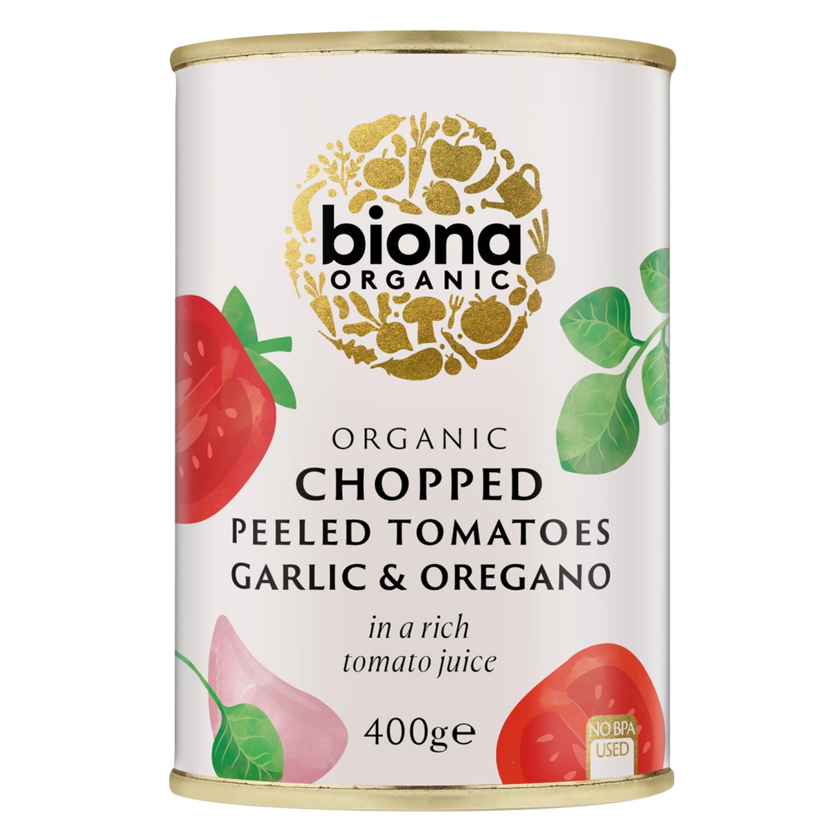 Biona Chopped Tomatoes With Garlic & Oregano 400g