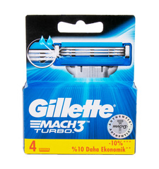 Gillette Mach3 Turbo men's razor blade refills 4pc