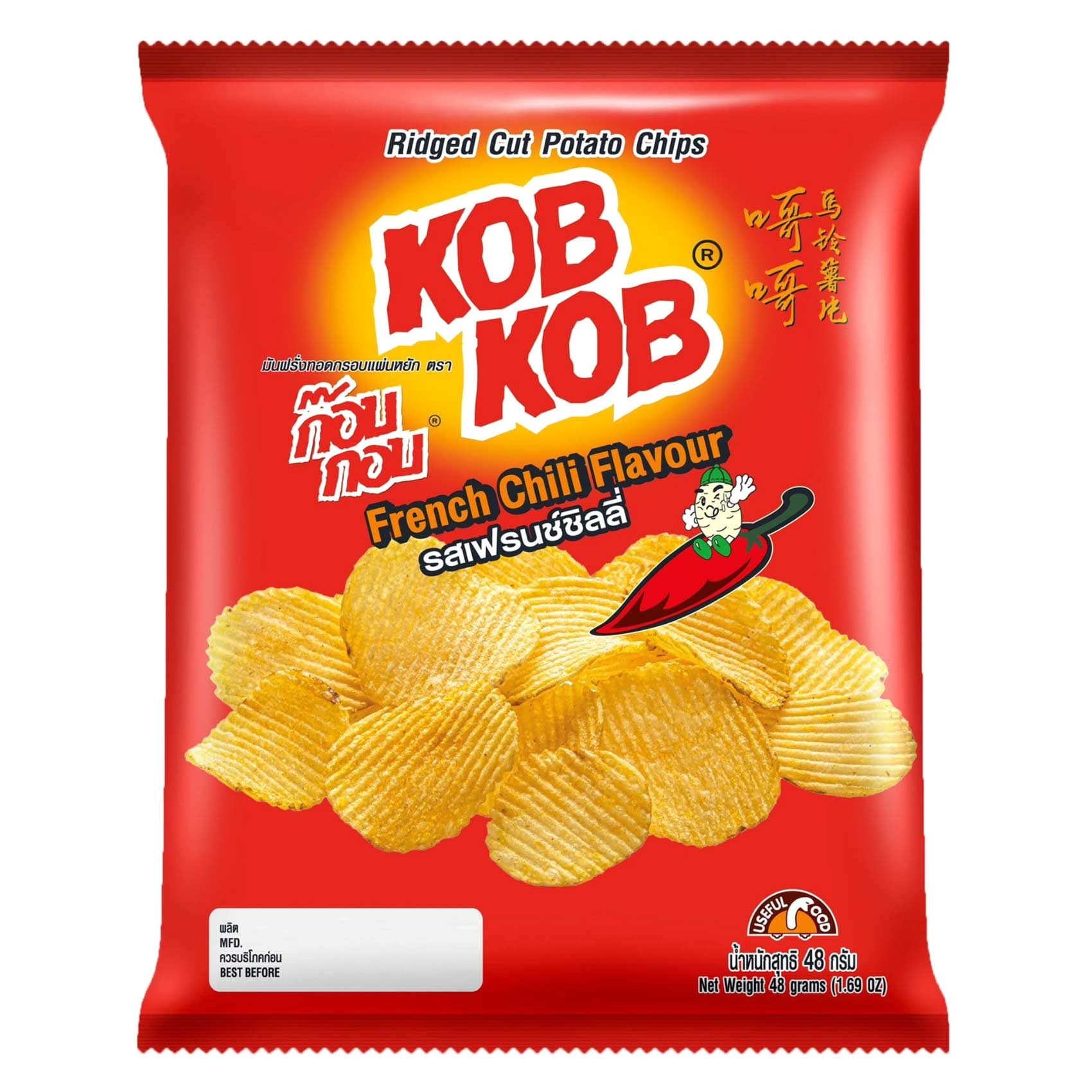 Kob Ridged Cut Potato Chips – French Chili Flavor – 48 g