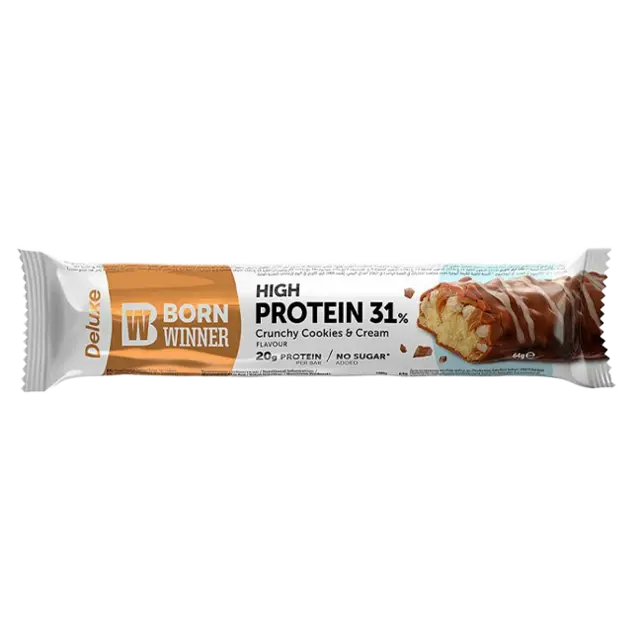 Born Winner Deluxe Protein bar High Protein 31% Crunchy Cookies & Cream Flavour 64g