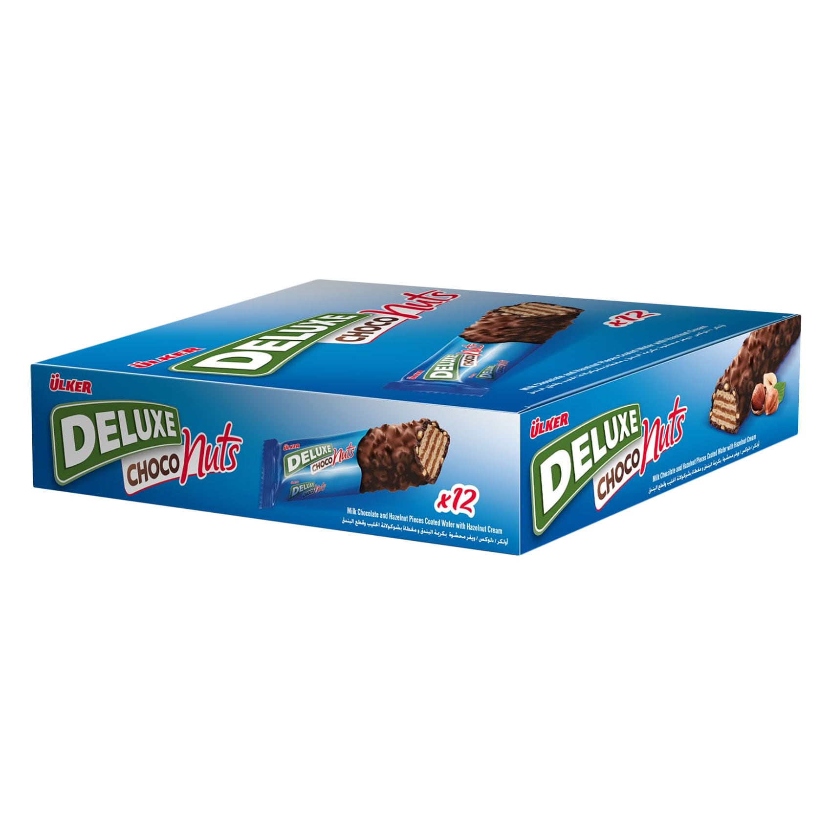 Ulker Deluxe Choconut Milk Chocolate And Hazelnut Coated Wafer 35g x Pack of 12