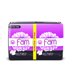 Fam Cotton Feel Night Pads with Wings 14Pads