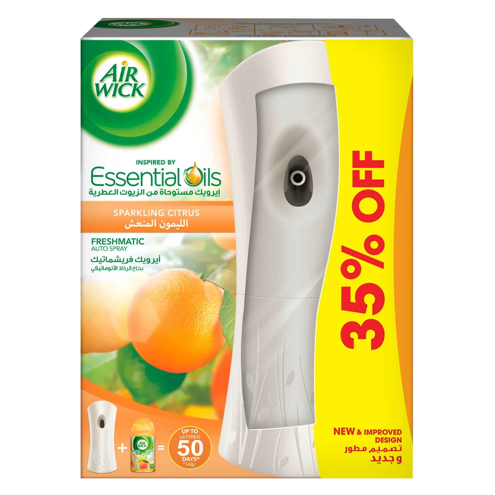 Air Wick Automatic Air Freshener Spray Kit with Gadget & Refill, Sparkling Citrus Scent, 250ml