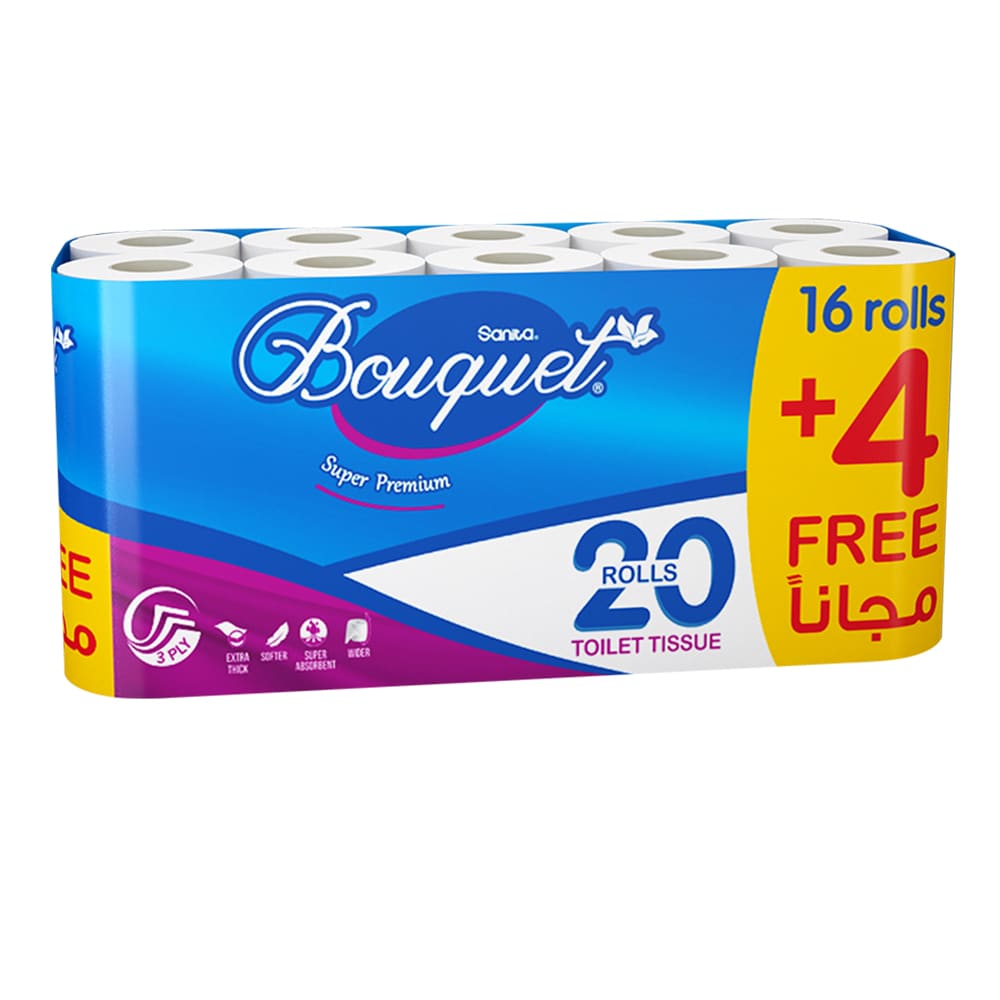 Sanita Bouquet Toilet Paper 3ply 150 Sheets x16 +4