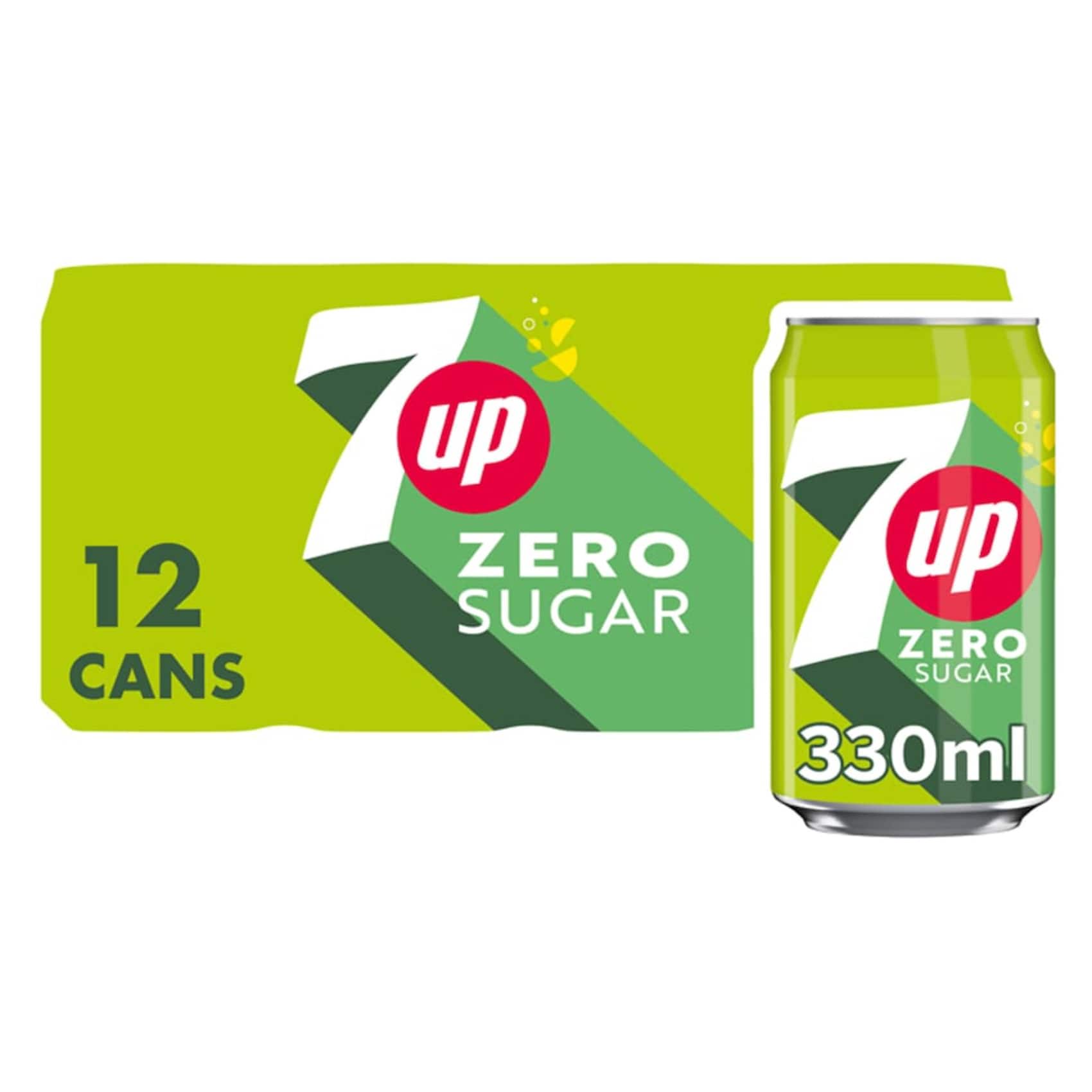 7UP ZERO SUGAR CAN 330ML X 12