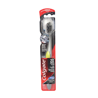 Colgate 360 Charcoal Black Medium Toothbrush Multicolor 1pc