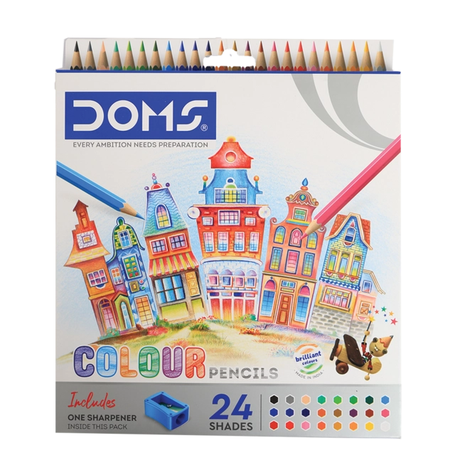 Full Size Colored Pencils 24 Shades + Free Sharpner