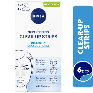 NIVEA Face Strips Unclog Pores Instantly, Skin Refining Clear-Up, Citrid Acid, 6 strips