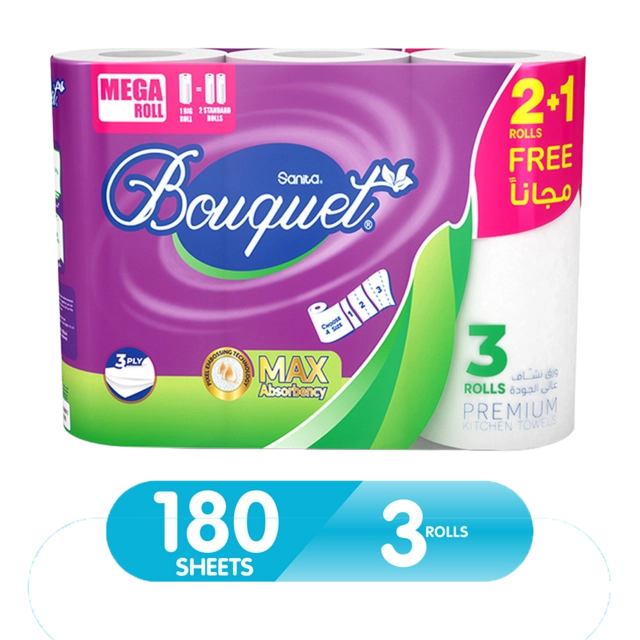 Sanita Bouquet Household Towel Rolls 2+1Rolls