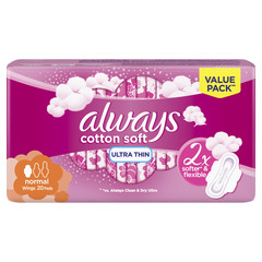 Always Cotton Soft Ultra Thin Normal sanitary pads with wings 20Pads