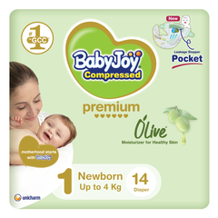 BabyJoy Olive Oil Moisturizer for Healthy Skin Diapers Size 1 Newborn (up to 4 KG) 14Diapers