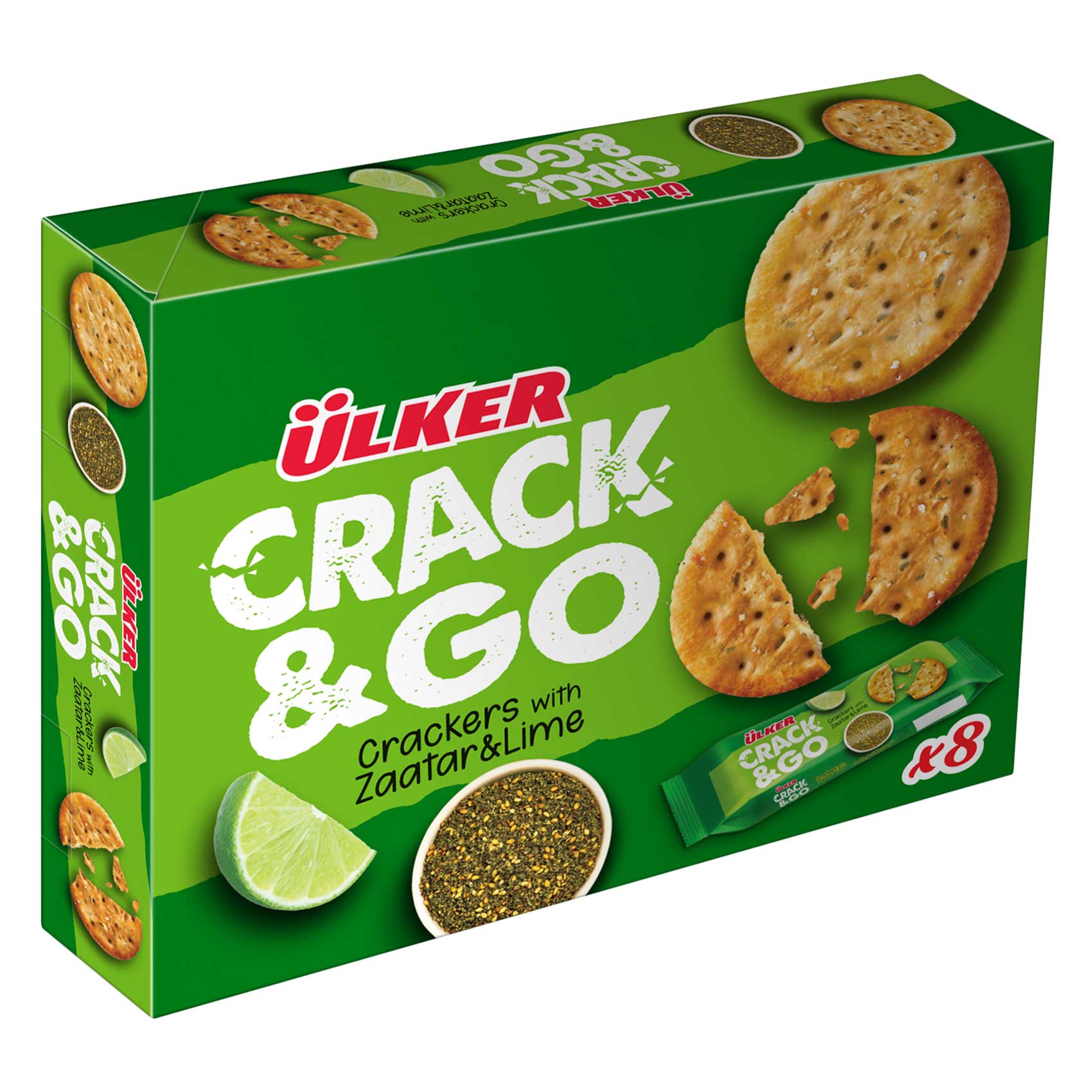 Ulker Crack & Go Zatar & Lime Flavored Crackers 36g x8