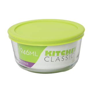 Round Container With Green Lid