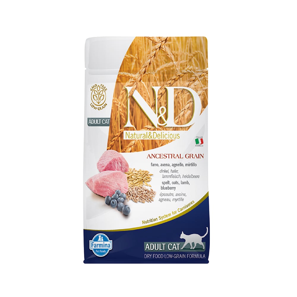 Farmina N&D Ancestral Grain Lamb and Blueberry Dry Cat Food - 1.5 kg
