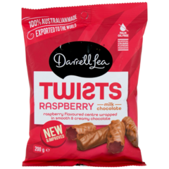 Darrell Lea Milk Chocolate Raspberry Liquorice Twists 200g
