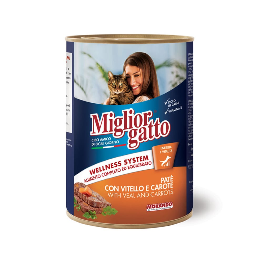 Miglior Gatto Pate with Veal and Carrots Canned Cat Food - 400 g