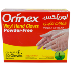 Orinex Vinyl Hand Gloves Powder Free Large 40Pieces