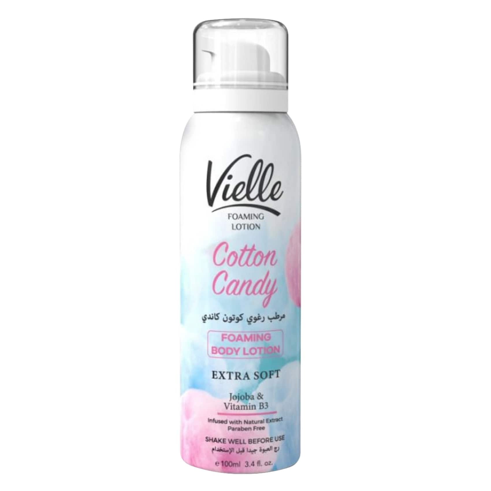 Vielle Foaming Body Lotion - Cotton Candy - Extra Soft - With Jojoba & Vitamin B3 - 100ml