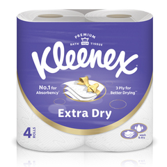Kleenex Extra Dry Toilet Tissue Paper 3Ply 4Rolls