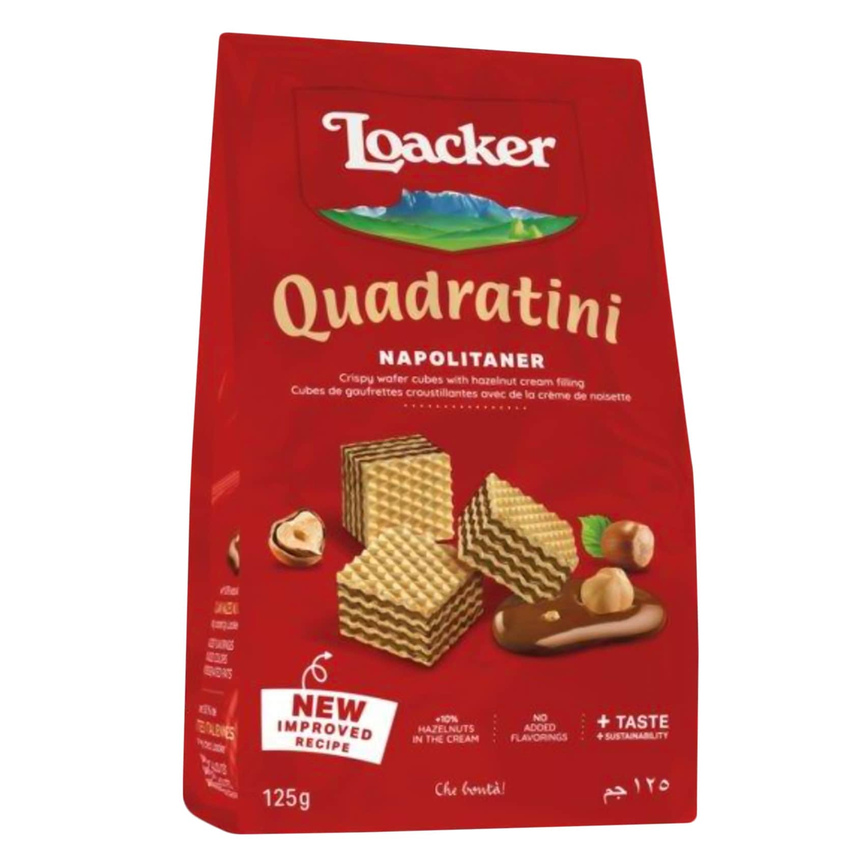 Loacker Quadratini Napolitaner Bite Size Wafer Hazelnut Cream Filling 125g
