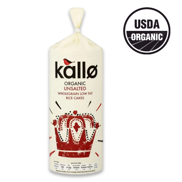 Kallo Organic Unsalted Wholegrain Low Fat Rice Cake 130g