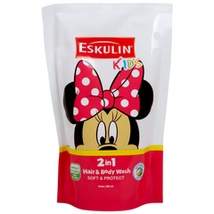 Eskulin Kids Hair & Body Wash 2 in 1 Soft and Protect Minnie Refill Pouch 280 ml