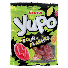 Ulker Yupo Sour Flashes Lemon, Mandarin and Raspberry Flavored Soft Candy 65g
