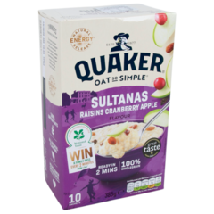 Quaker Oat so Simple Sultanas Raisins Cranberry Apple Flavour 385g